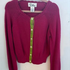 Lilly Pulitzer Pink Sweater with Green Trim